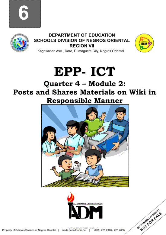 EPP- ICT Quarter 4 – Module 2: Posts and Shares Materials on Wiki in Responsible Manner