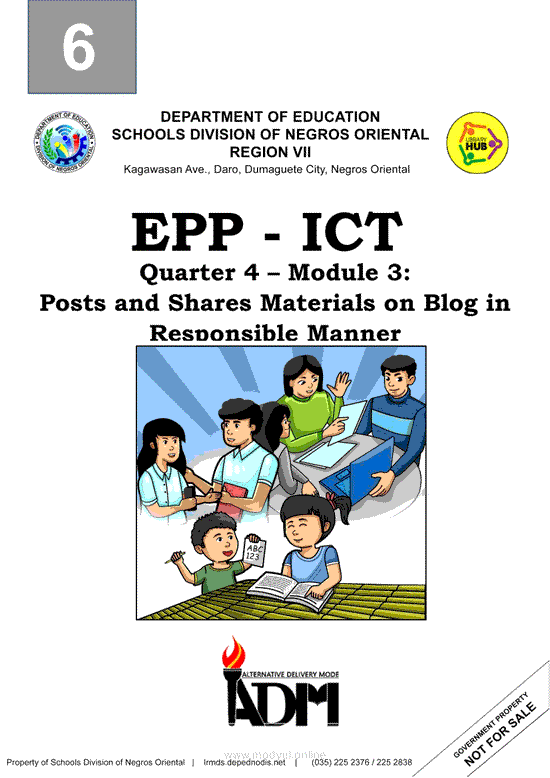 EPP - ICT Quarter 4 – Module 3: Posts and Shares Materials on Blog in Responsible Manner