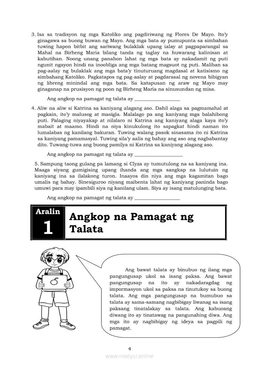 Filipino 6 Modyul 12: Angkop na Pamagat ng Talata | Grade 6 Modules