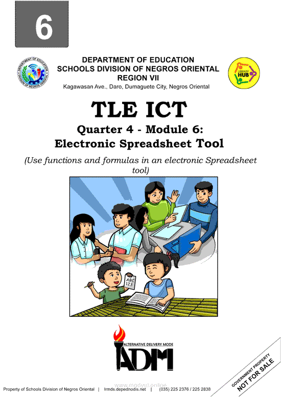 TLE ICT Quarter 4 - Module 6: Electronic Spreadsheet Tool (Use functions and formulas in an electronic Spreadsheet tool)